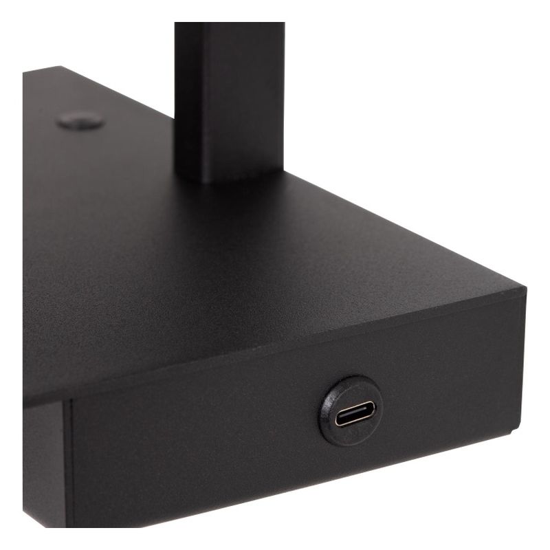 Lucide GREGORY - Nástenné svietidlo - 1xE27 - S USB nabíjacím bodom - Čierna